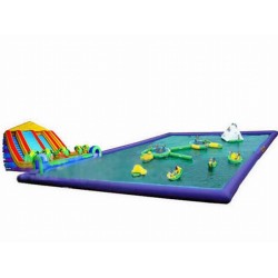 Custom Inflatable Water Parks Pool With Slide And Toys On Land Custom Inflatable Water Parks Pool With Slide And Toys On Land