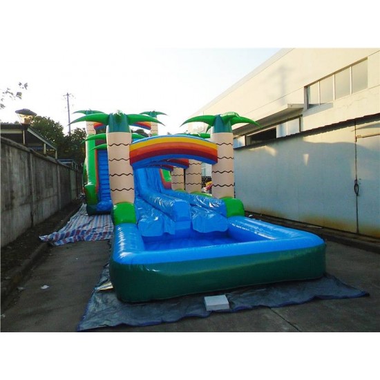 Inflatable Dual Lane Tropical Water Slide Inflatable Dual Lane Tropical Water Slide
